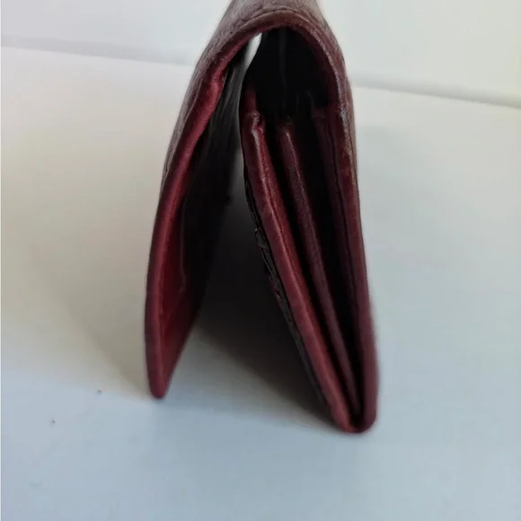 Pre-Owned GUCCI GG Shima Line Wallet Flap Long Leather in Red - Picture 3 of 6